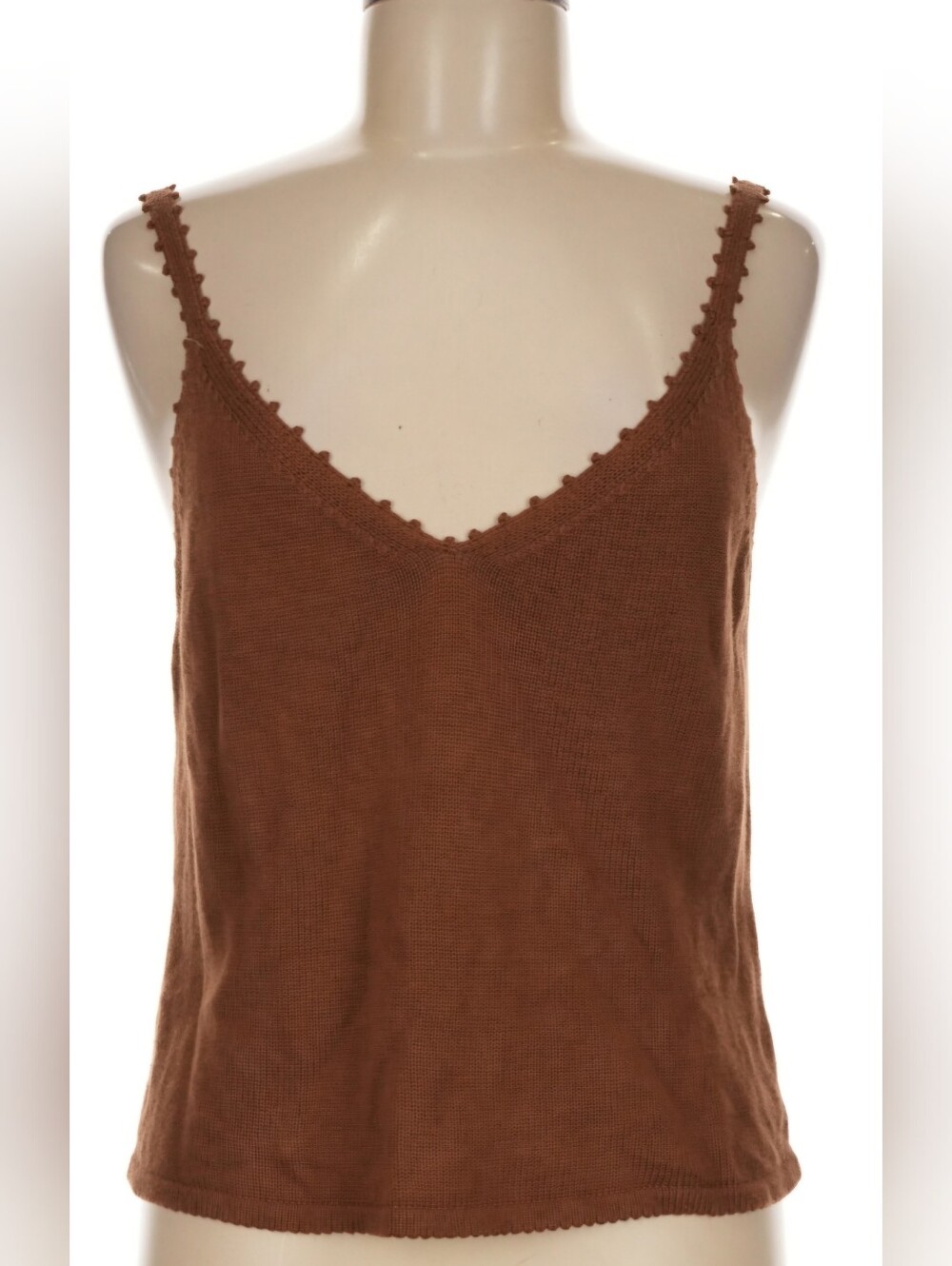 Reformation Women's Brown V-Neck Tank Top - Casual Knit Camisole